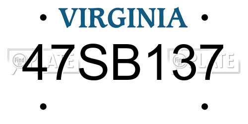 47SB137 Virginia License Plate