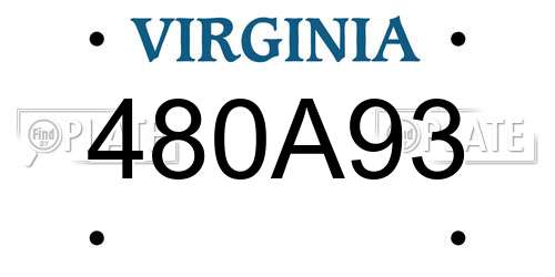 480A93 Virginia License Plate