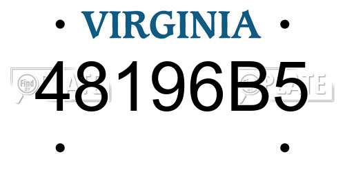 48196B5 Virginia License Plate