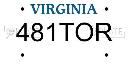 481TOR Virginia License Plate