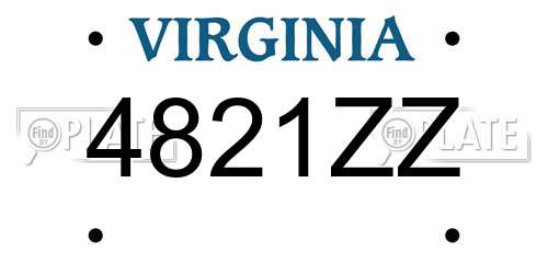 4821ZZ Virginia License Plate