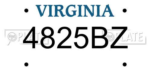 4825BZ Virginia License Plate