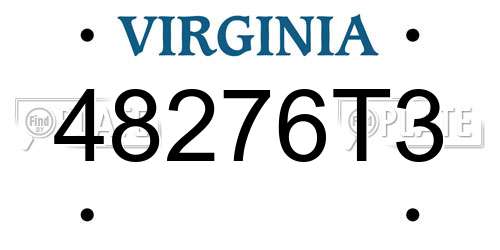 48276T3 Virginia License Plate