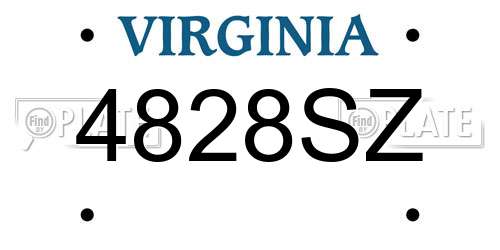 4828SZ Virginia License Plate