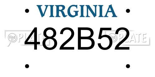 482B52 Virginia License Plate
