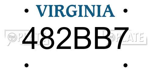 482BB7 Virginia License Plate