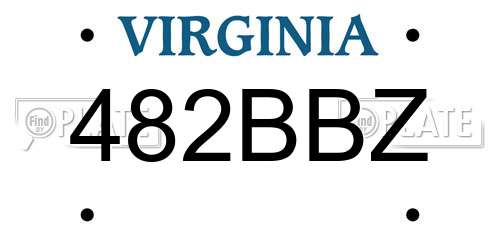 482BBZ Virginia License Plate