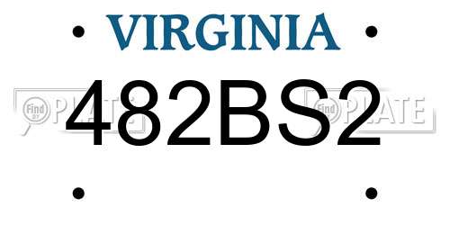 482BS2 Virginia License Plate