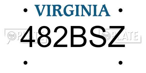 482BSZ Virginia License Plate