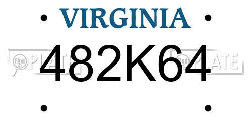 482K64 Virginia License Plate