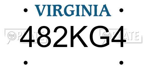 482KG4 Virginia License Plate