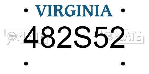 482S52 Virginia License Plate
