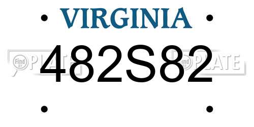 482S82 Virginia License Plate