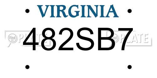 482SB7 Virginia License Plate