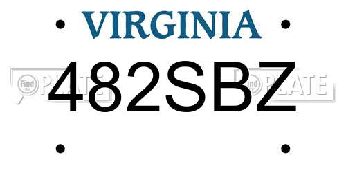 482SBZ Virginia License Plate