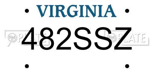 482SSZ Virginia License Plate