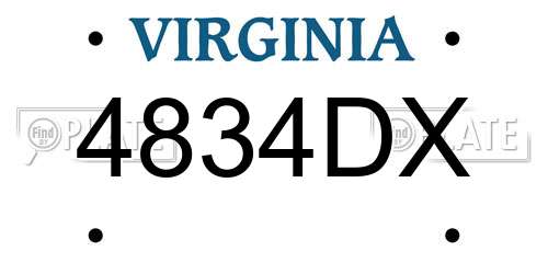 4834DX Virginia License Plate