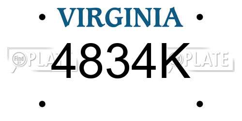 4834K Virginia License Plate
