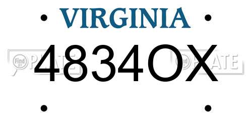 4834OX Virginia License Plate