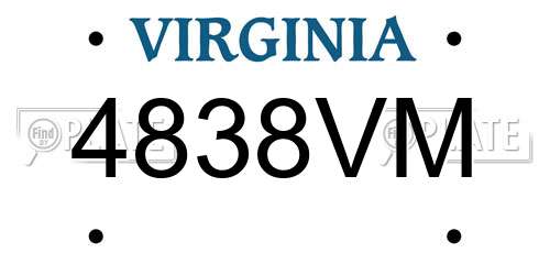4838VM Virginia License Plate