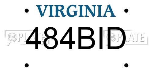 484BID Virginia License Plate