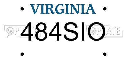 484SIO Virginia License Plate