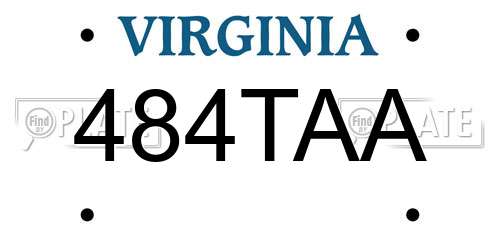 484TAA Virginia License Plate
