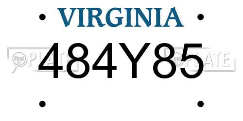 484Y85 Virginia License Plate