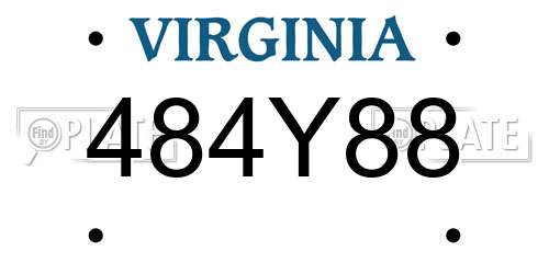 484Y88 Virginia License Plate