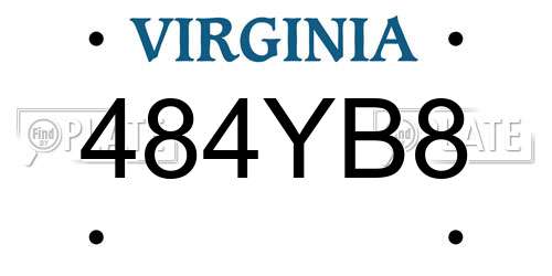 484YB8 Virginia License Plate