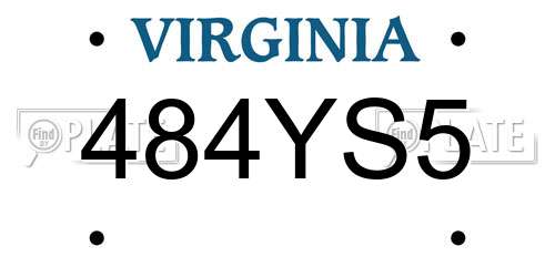 484YS5 Virginia License Plate