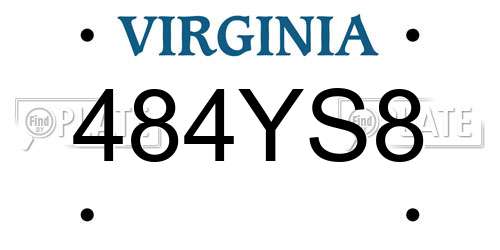 484YS8 Virginia License Plate