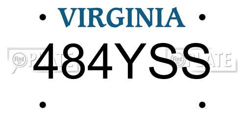 484YSS Virginia License Plate