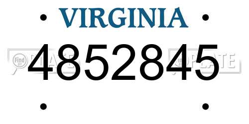 4852845 Virginia License Plate