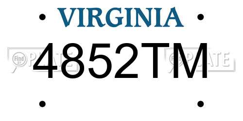 4852TM Virginia License Plate