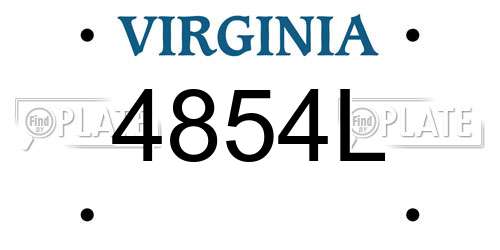 4854L Virginia License Plate