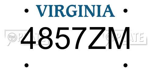 4857ZM Virginia License Plate