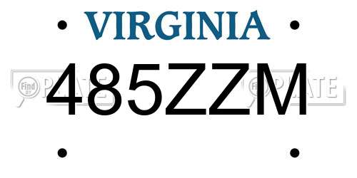 485ZZM Virginia License Plate