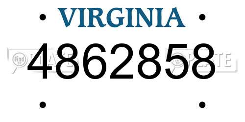 4862858 Virginia License Plate