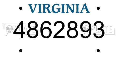 4862893 Virginia License Plate