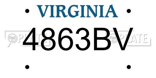 4863BV Virginia License Plate