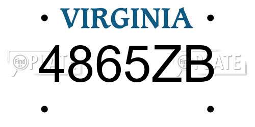 4865ZB Virginia License Plate