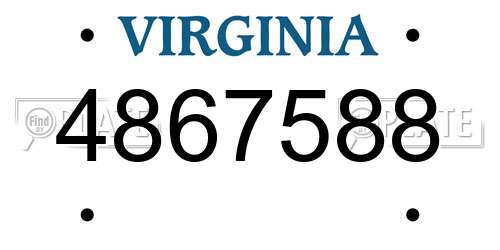 4867588 Virginia License Plate