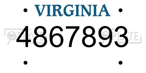 4867893 Virginia License Plate