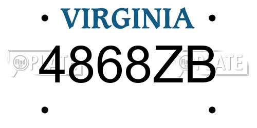 4868ZB Virginia License Plate