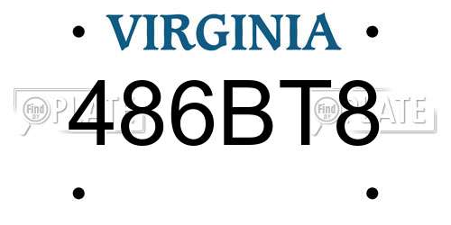 486BT8 Virginia License Plate
