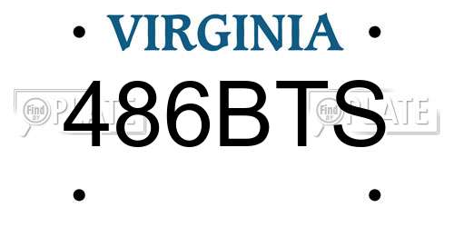 486BTS Virginia License Plate