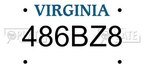 486BZ8 Virginia License Plate