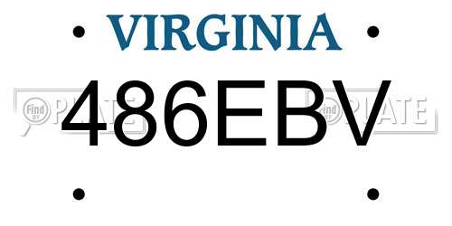 486EBV Virginia License Plate