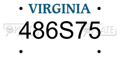 486S75 Virginia License Plate
